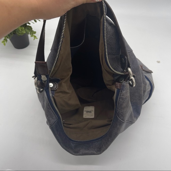 TANO Leather Top Zip Hobo Bag with Side Zippered Pockets - Picture 14 of 14